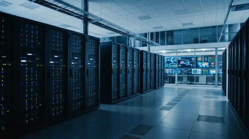 اپراتورهای نظامی در حال کار با صفحات نمایشگر دیجیتال در یک مرکز فرماندهی راداری پیشرفته