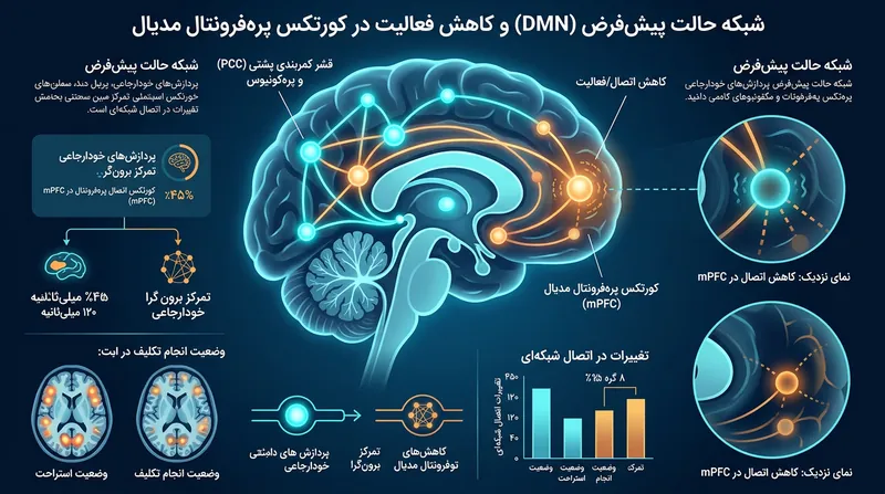ذهن‌آگاهی با کاهش فعالیت شبکه حالت پیش‌فرض، چرخه نشخوار فکری را متوقف می‌کند.
