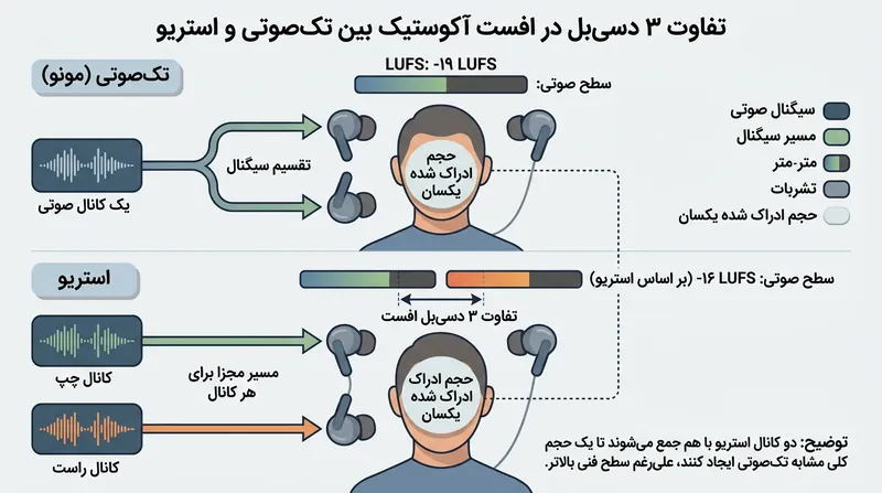 خروجی گرفتن پادکست به شکل مونو نیازمند هدف منفی ۱۹ لوفس است تا اثر دو برابر شدن صدا در دو گوش خنثی شود.