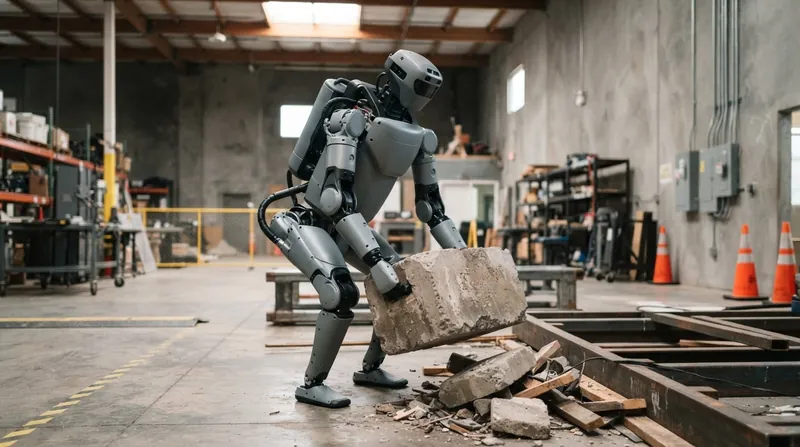 تصویرسازی: استفاده از قدرت فیزیکی ربات‌ها برای جابه‌جایی موانع در سناریوهای شبیه‌سازی شده امداد و نجات.