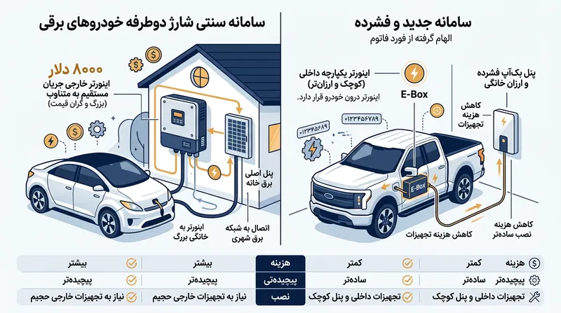 تعبیه مبدل در داخل خودرو، نیاز به تجهیزات گران‌قیمت دیواری را از بین می‌برد.
