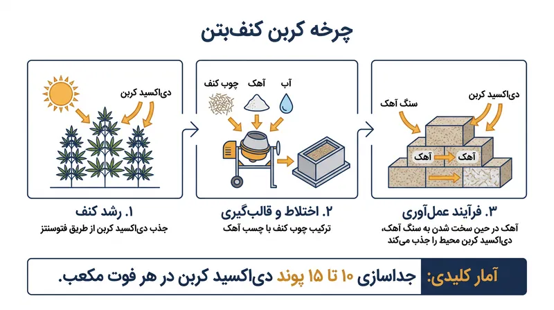 جداسازی کربن دوگانه توسط بیوکامپوزیت‌های کنف-آهک.