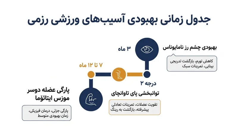 جدول زمانی بهبودی ستاره‌های بزرگ ورزش‌های رزمی که در سال ۲۰۲۶ به میادین باز می‌گردند.