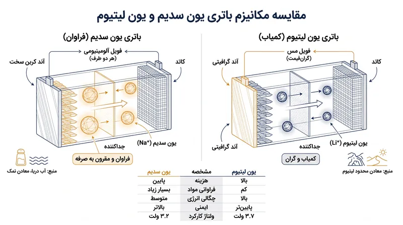 با استفاده از یون‌های سدیم بزرگتر و جایگزینی مس گران‌قیمت با آلومینیوم، این شیمی جدید گلوگاه‌های مواد معدنی حیاتی را دور می‌زند.
