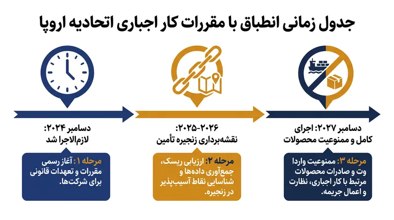 مسیر گذار برای رعایت مقررات کار اجباری اتحادیه اروپا.