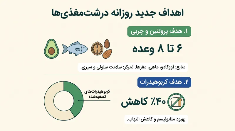 اهداف جدید روزانه درشت‌مغذی‌ها بر سیری و سلامت سلولی تأکید دارند.