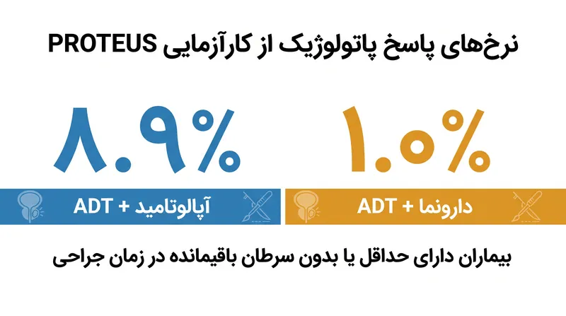 بیمارانی که رژیم آپالوتامید دریافت کردند، تقریباً نه برابر بیشتر احتمال داشت که در زمان جراحی، سرطان بسیار کم یا بدون سرطان در پروستات باقی مانده باشد.