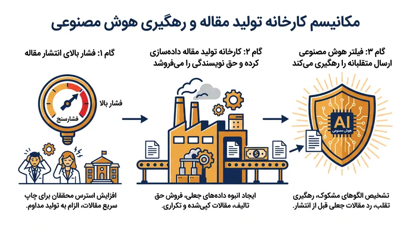 چگونه کارخانه‌های تولید مقاله از فشار آکادمیک سوء استفاده می‌کنند و ابزارهای هوش مصنوعی چگونه قصد رهگیری آنها را دارند.