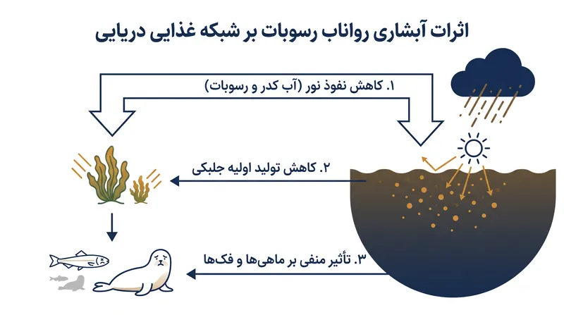 در حالی که دفن کربن مانع گرمایش جو می‌شود، رسوبات فیزیکی همچنان شبکه غذایی ساحلی را به خطر می‌اندازند.