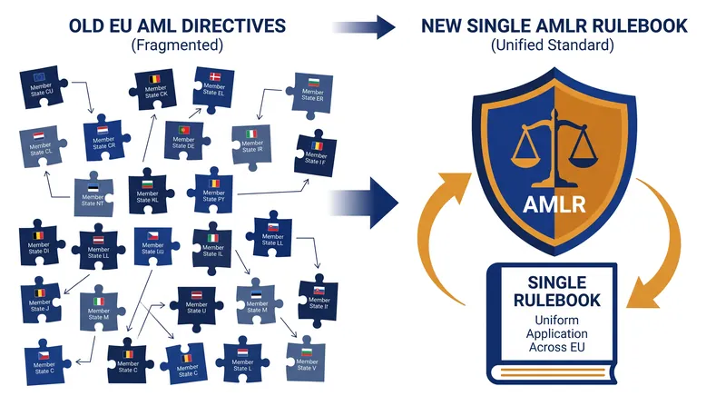 AMLR با یک کتاب قوانین واحد و مستقیماً قابل اجرا، جایگزین ۲۷ تفسیر ملی می‌شود.