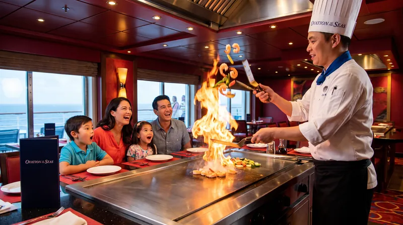 رستوران‌های ویژه‌ای مانند تپانیاکی (Teppanyaki) اکنون تحت بسته گسترش‌یافته، به طور کامل برای همه مهمانان کابین پوشش داده می‌شوند.