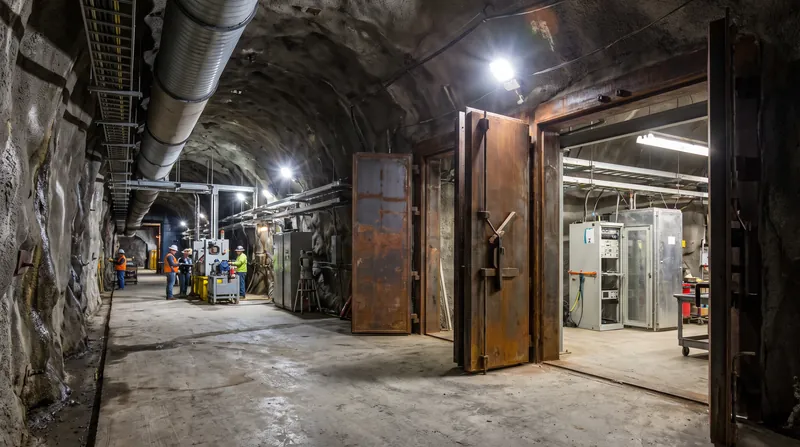 The detector is shielded by 1.5 kilometers of solid rock to block cosmic rays that could mimic a dark matter signal.