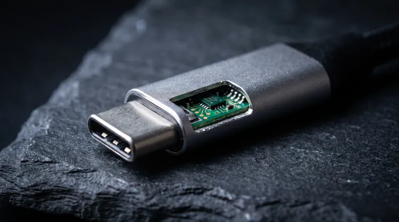 تراشه ای-مارکر درون محفظه فلزی کانکتور USB-C قرار می‌گیرد و به‌عنوان یک نگهبان دیجیتال برای توان و داده عمل می‌کند.